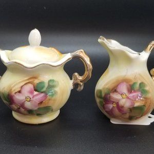 Vintage Fairway Japan China Miniature Creamer and Lidded Sugar Bowl